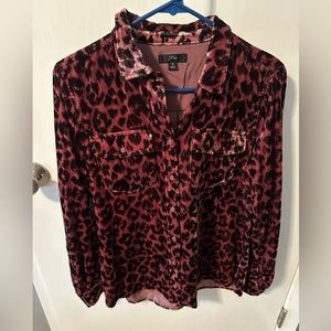 Jcrew button down top. Mauve leopard print
